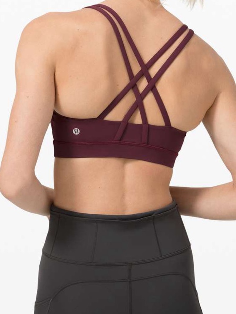 Lululemon Energy Bra Size 10 Cassis Burgundy Strappy Medium Support B/C Cup